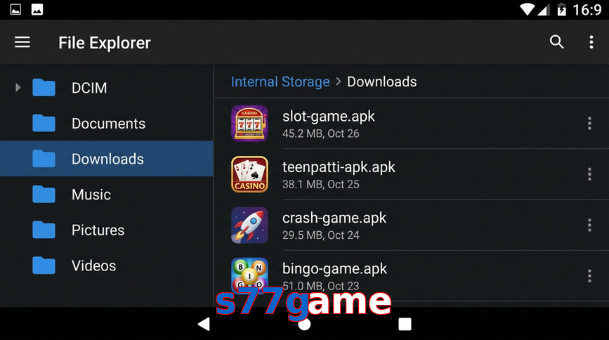 Main screen of S77game gameapk page for PK players